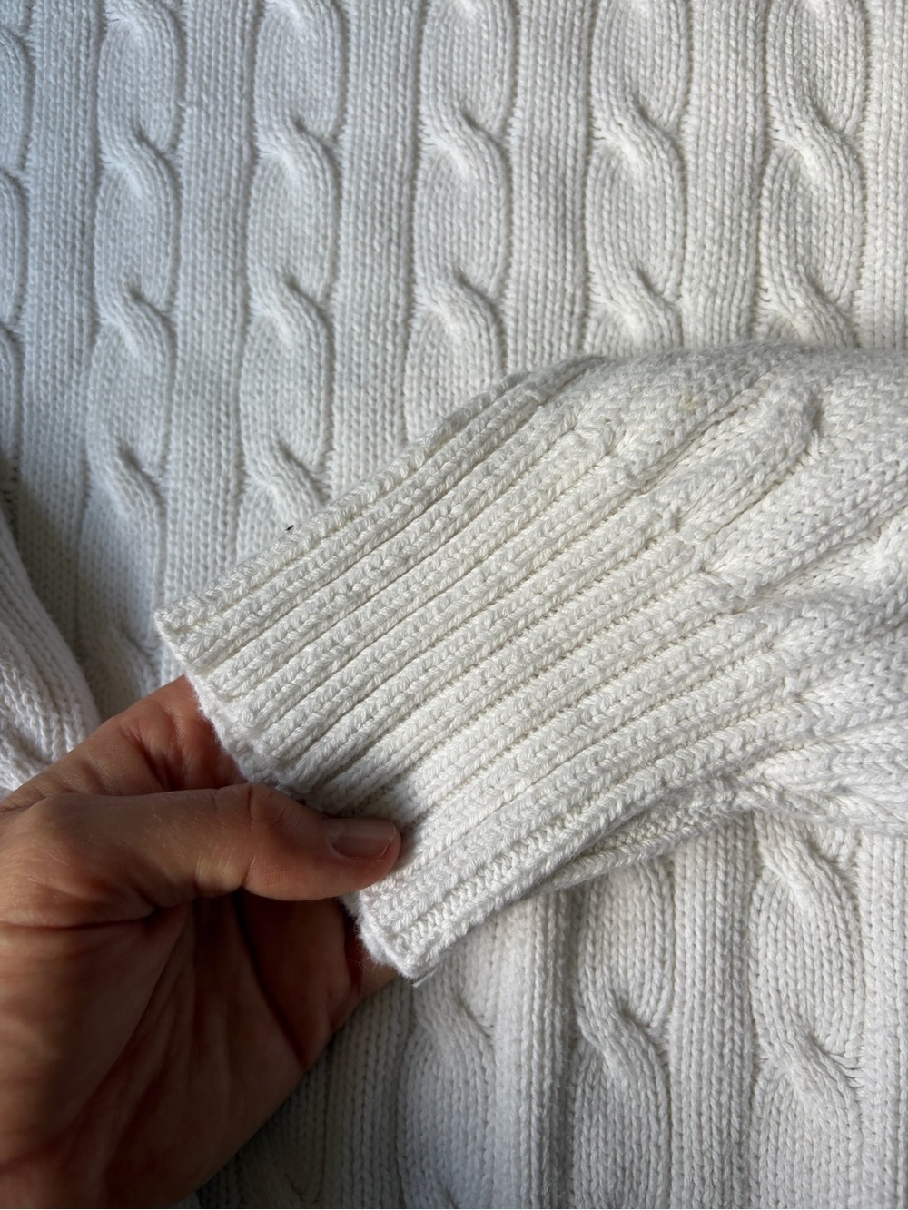 Polo Ralph Lauren White Cable Knit Sweater with Golf Crest Embroidered Patch- XL - Picture 5 of 8